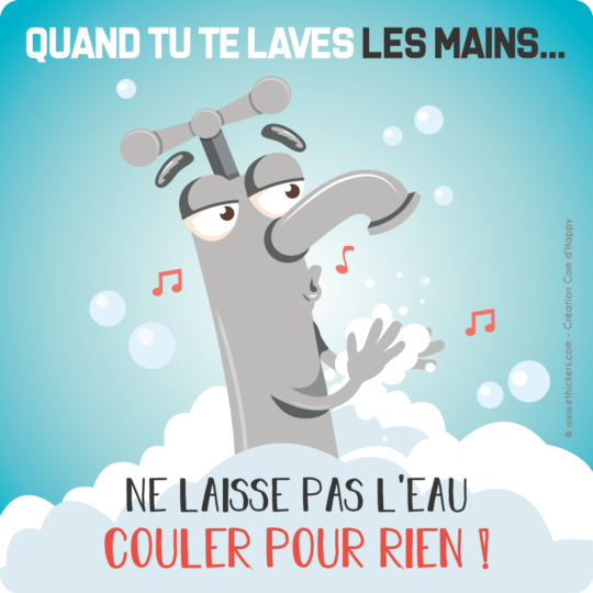 Stickers des gestes écoresponsables - Ne laisse pas l'eau couler pour rien