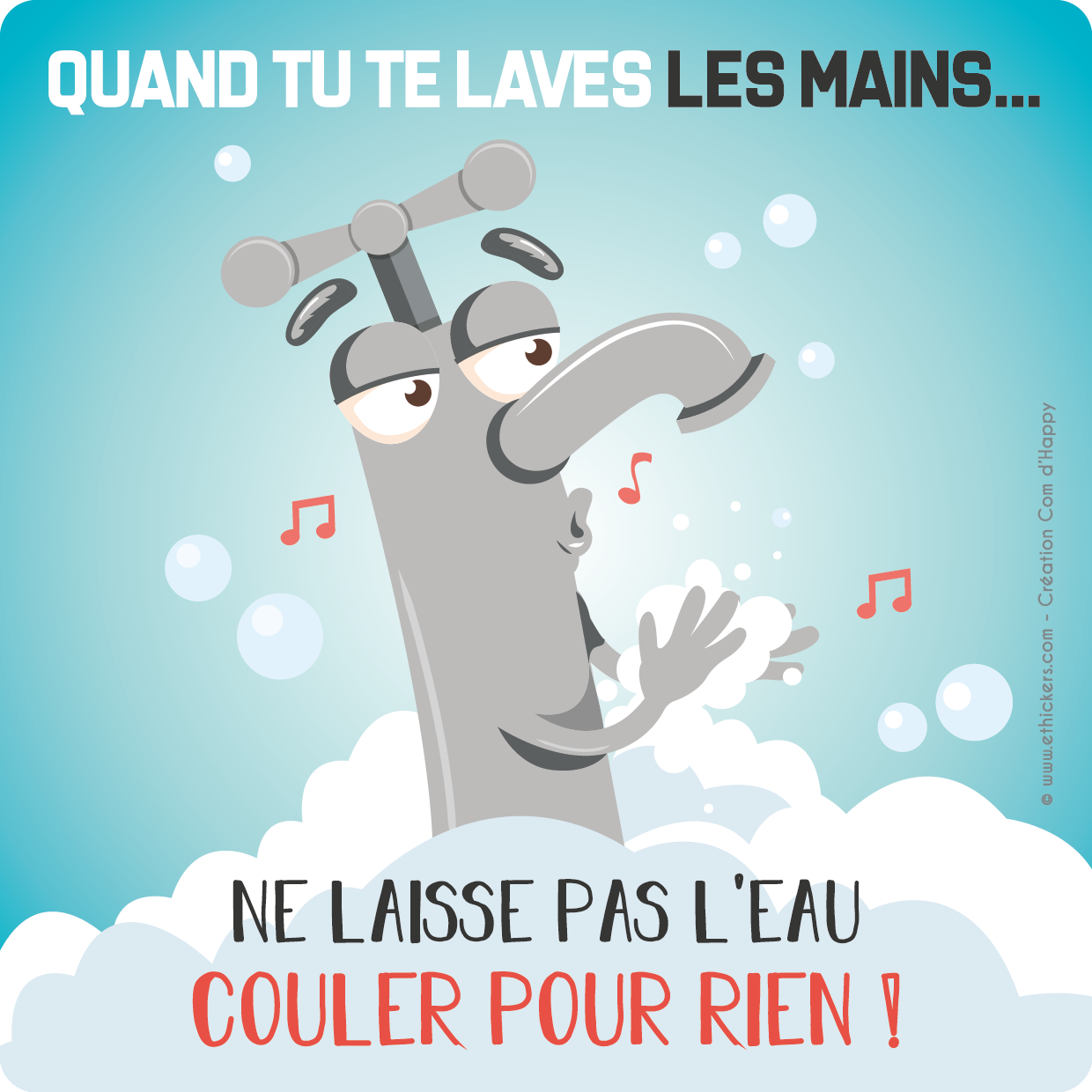 Stickers des gestes écoresponsables - Ne laisse pas l'eau couler pour rien