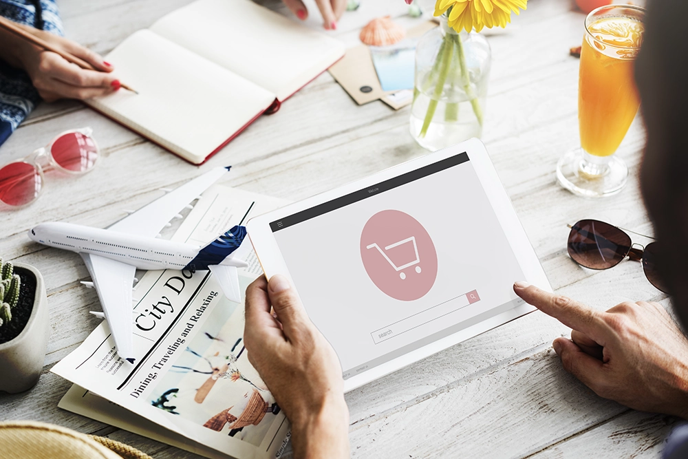 Tablette qui présente un site e-commerc
