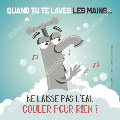 Sticker "Ne laisse pas l'eau couler pour rien"