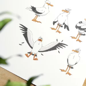 Illustrations de mouette pour la communication interne de l'Hotel du Département du Morbihan